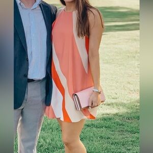 Stylish Red and Beige Sleeveless Dress